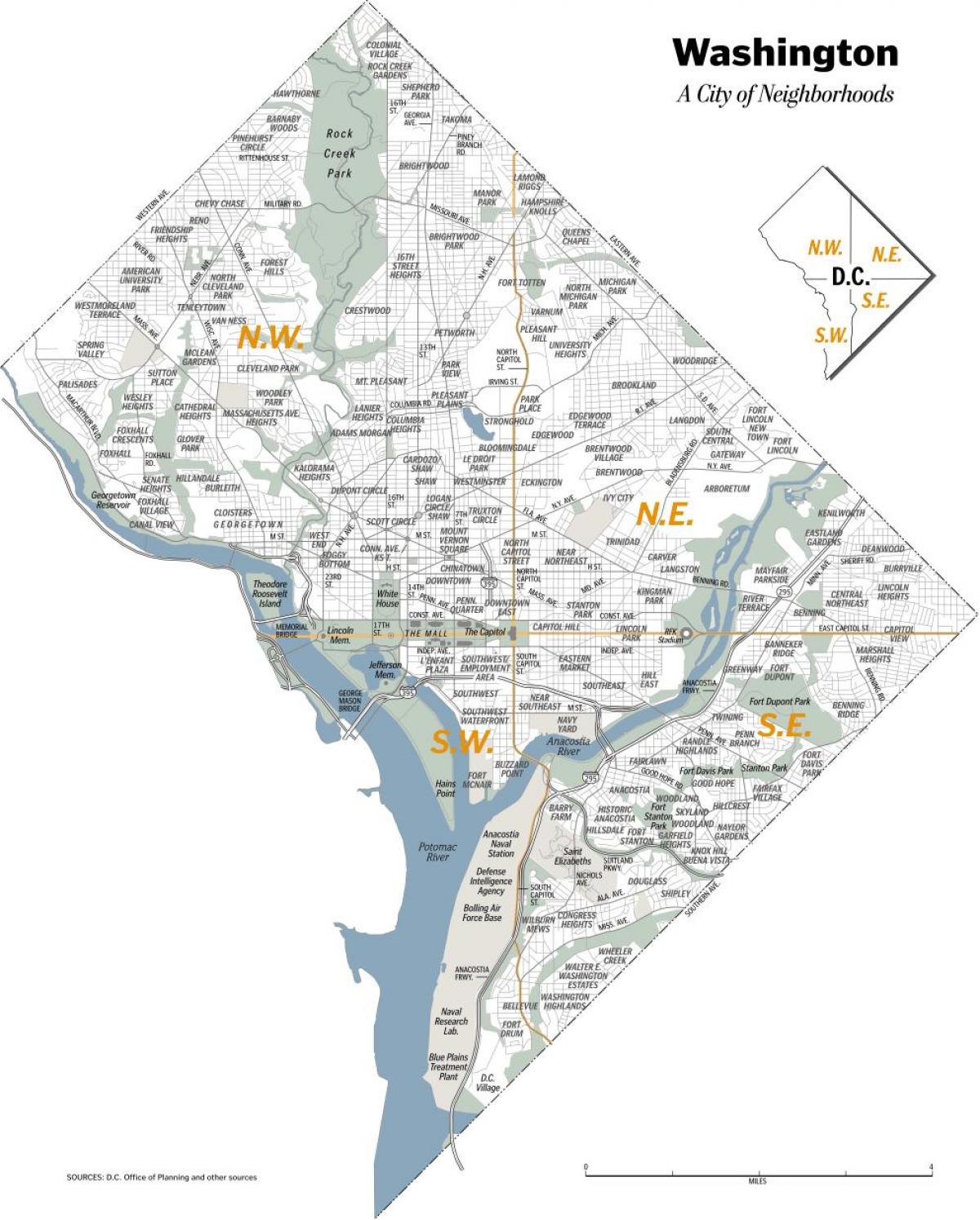 Mapa dos bairros de Washington DC